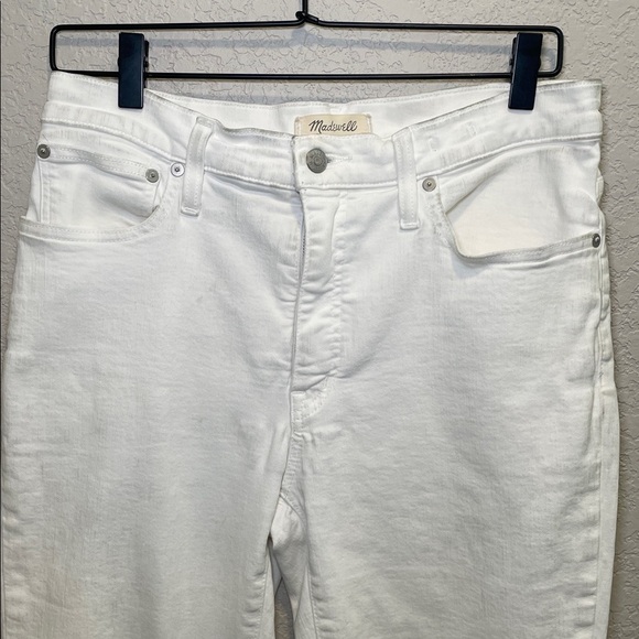 Madewell Cali Demi Boot Women's Cropped White Jeans with Frayed Hem 30 - Picture 3 of 7